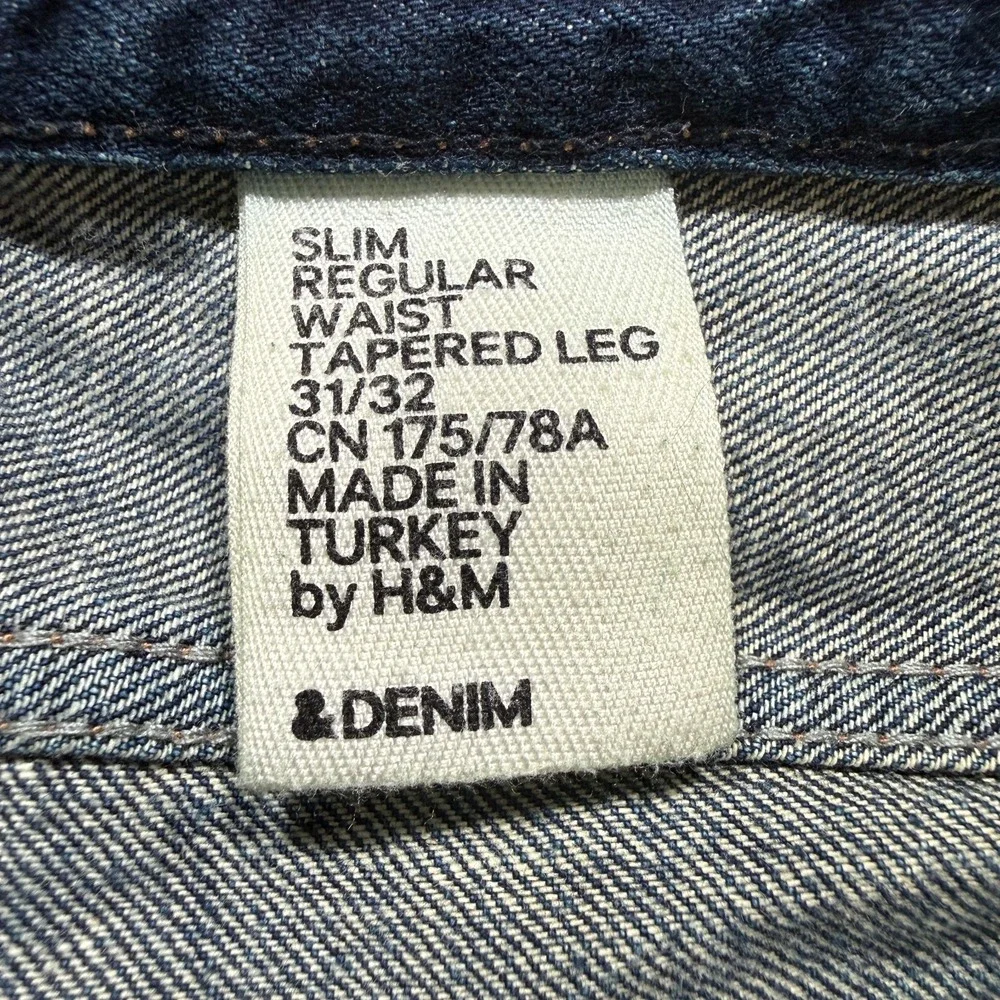 H&M Selvedge Jeans Mens 31x32‎ Blue &Denim Dark Wash Slim Tapered Turkey Preppy